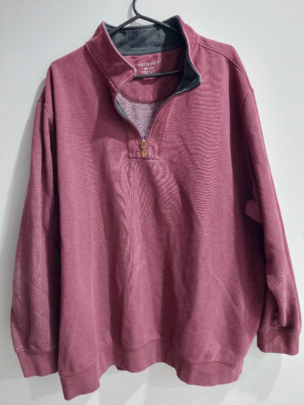 Britches brand Men's 2X Tall  quarter-zip pullover shirt 2XT Maroon